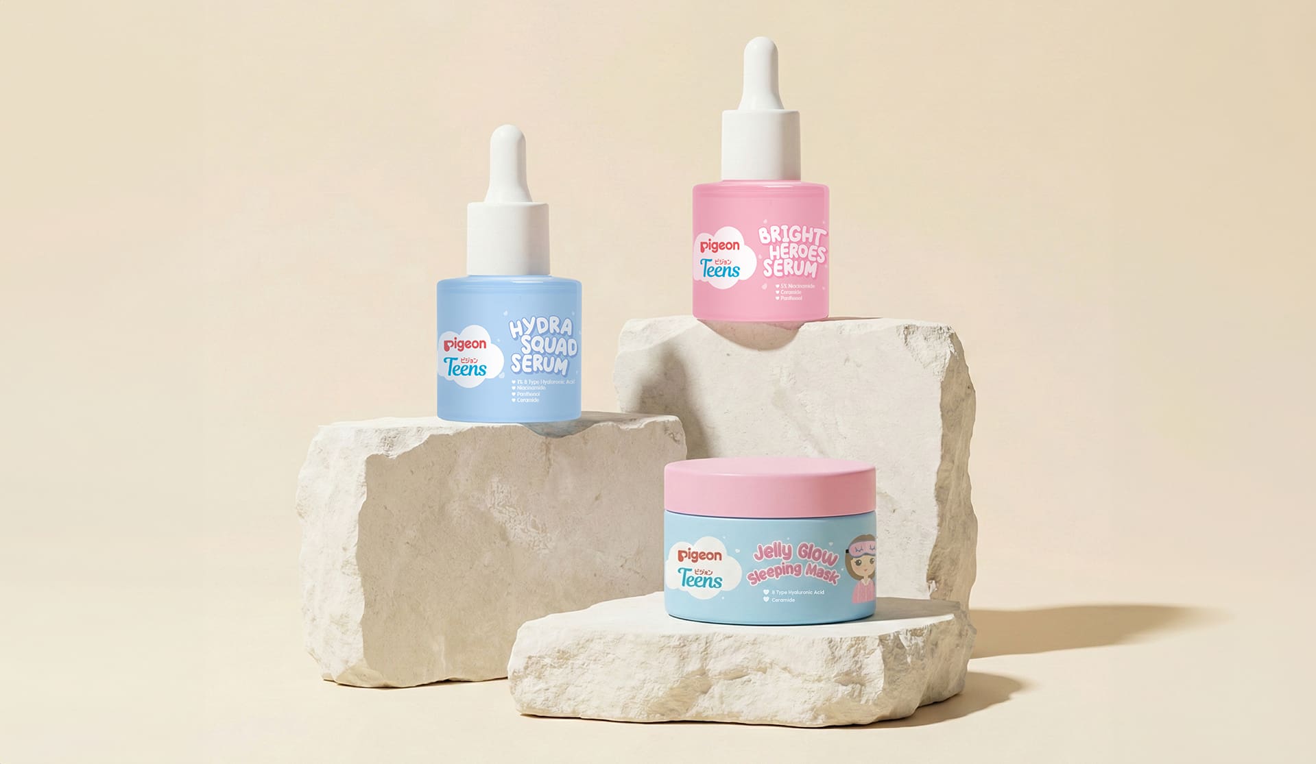Pigeon Teens Hydra Squad, Bright Heroes Serum & Jelly Glow Sleeping Mask