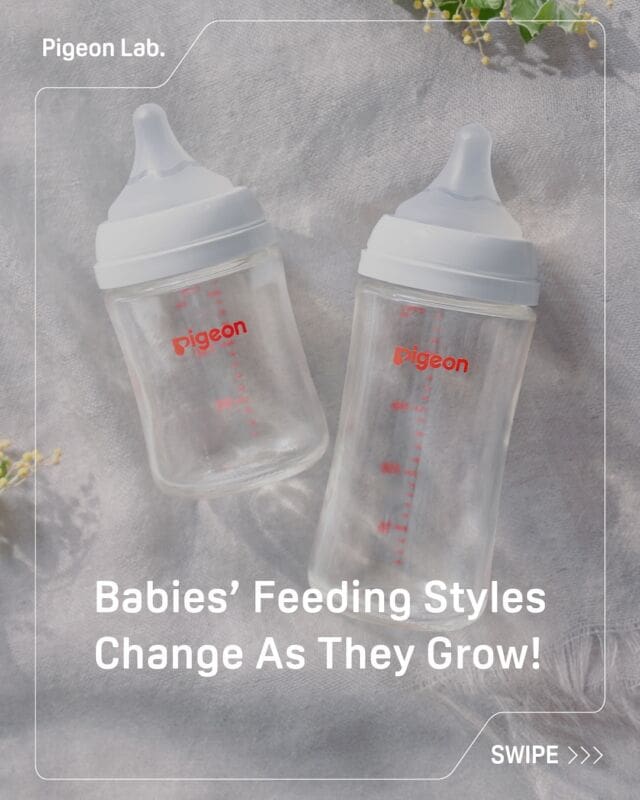 Did you know that Babies’ Feeding Styles Change As They Grow!? 😮

Newborn babies breastfeed with weak suction—they’re still learning how it’s done, after all.

As they grow, babies feed with greater suction and become more playful, pulling on and biting the nipple.

Pigeon offers a range of nipples designed to keep up with babies’ evolving drinking styles as they age.

#pigeonsg #PigeonLab #CelebrateBabiesTheWayTheyAre #SofTouch #PigeonNursingBottle #pigeonmilkbottle #babyfeeding #breastfeeding
