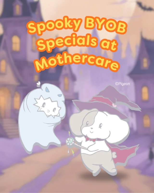 It’s a Spook-tacular TREAT at @mothercaresg at Harbourfront Centre this October! 🎃👻

Our Pigeon BYOB Cart has transformed for Halloween, and we’re celebrating with Limited Edition Gifts! Drop by the cart from 1 - 31 October to build a one-of-a-kind bottle and snag these exclusive treats:

🎁 Redeem a FREE Limited Edition Howapipi Plush Keychain (Worth $9.90) with a minimum $35 spent on BYOB products!
🦇 Snag 2 FREE Limited Edition Halloween Charms to decorate your keychain when your purchase includes the special BYOB Halloween Set!
✨ Get a FREE Howapipi Sticker Sheet with every purchase of any BYOB item!

We’re so excited to see the spook-tacular creations you build! Come grab your gifts, while stocks last!

#pigeonsg #BYOB #PigeonBYOB #MothercareSG #Halloween #Howapipi #LimitedEdition #sgmummy #sgbaby #BuildYourOwnBottle #babyessentials