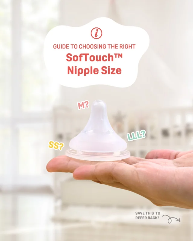 Is your baby suddenly "fighting" the bottle? 🥺🍼

You’ve checked the diaper. They aren’t over-tired. The milk is the perfect temperature. But they’re still arching their back, pulling away, or falling asleep before drinking enough. 💔

Well, you might want to check on that bottle nipple.

As your baby grows, their sucking strength changes. Flow too slow? Frustrating to drink from. Flow too fast? Choking and gas. 

Get the calm feeds you dream about when you refer to this SofTouch™ Nipple Size Chart. Choose the right size for your hungry newborn or famished toddler.

Save this post to refer to when getting new SofTouch™ Nipples for your SofTouch™ Nursing Bottles!

#pigeonsg #pigeonsoftouch #babyessentials #bottlefeeding #firsttimeparents #pigeonbabysg