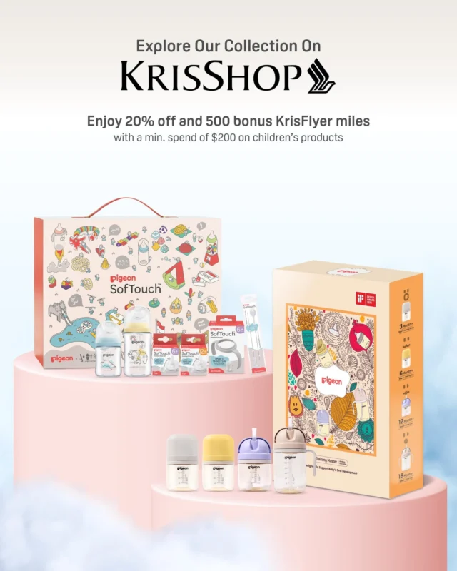 Every little moment with your baby counts - and so do your miles! ☁️💛

Give your little ones the comfort they deserve with Pigeon’s range of bottles, training cups, and essentials.

Enjoy 20% OFF and earn 500 bonus KrisFlyer miles with a min. spend of $200 on children’s products exclusively on KrisShop*! 🛒✨

🔗 Link in bio to explore the collection!

#PigeonSingapore #CelebrateBabiesTheWayTheyAre #PigeonSofTouch #KrisShop #KrisFlyer 

*Promotion ends 27 July.